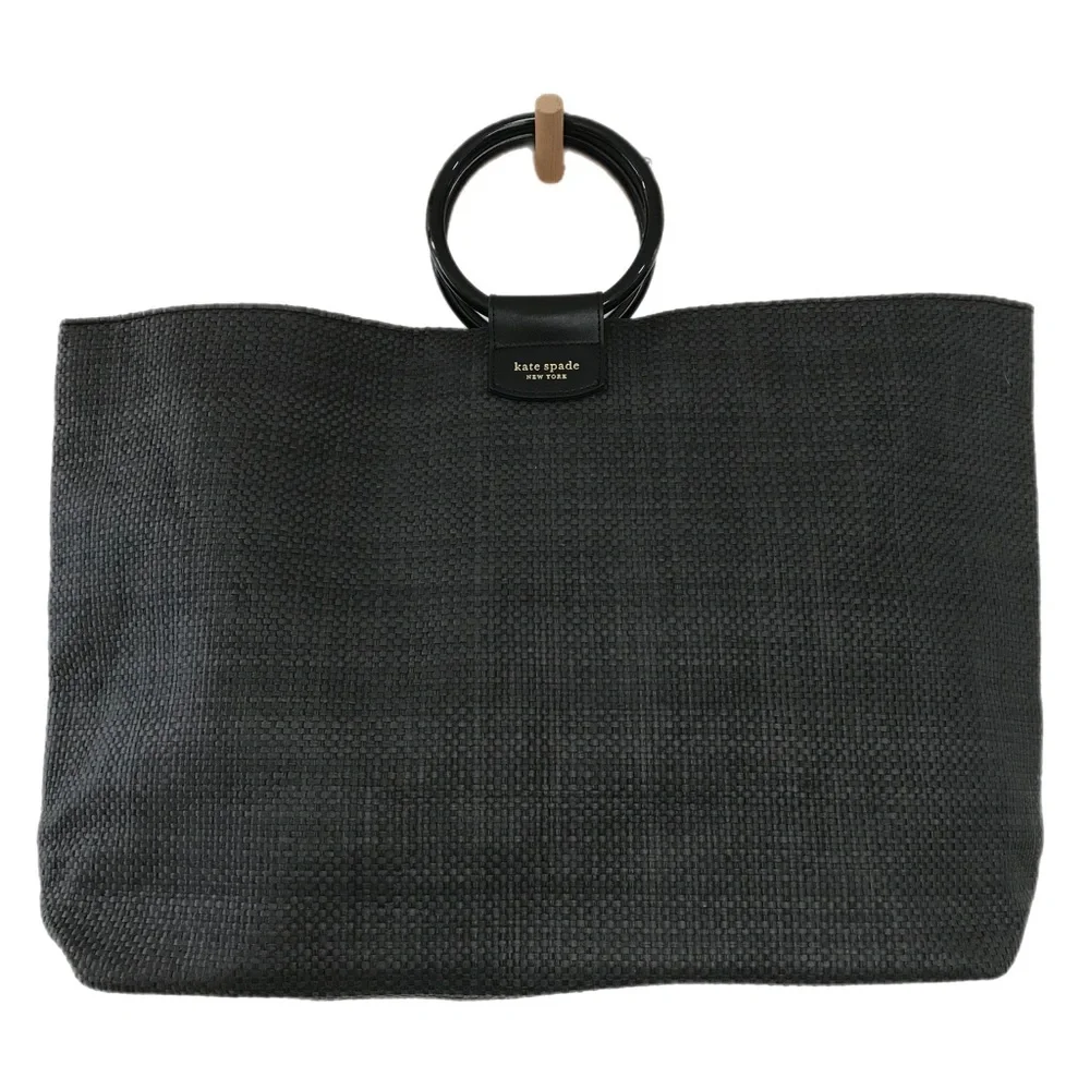 Kate Spade New York Black Woven Tote Beach Bag - Picture 2 of 6